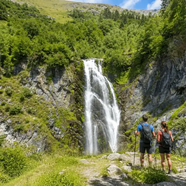 Lagos y cascadas en los pirineos. valle de aran